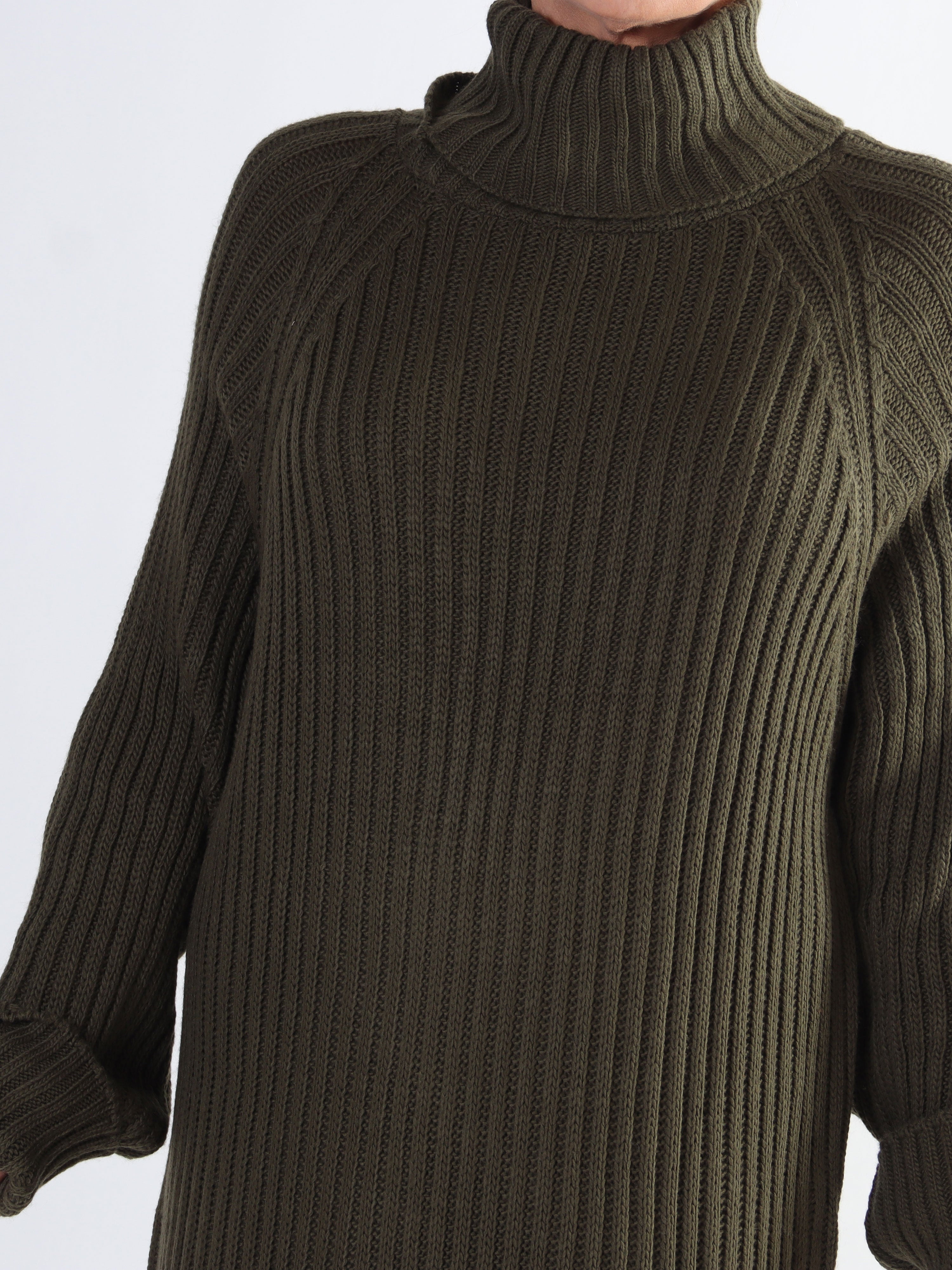 Milu - Lång ribbstickad klänning i stora storlekar